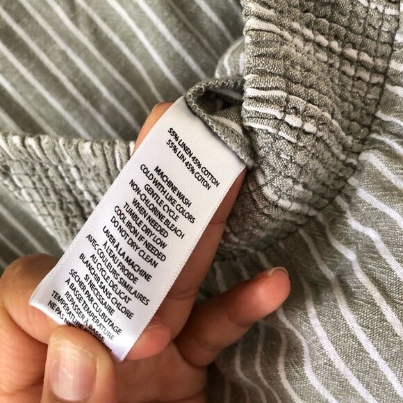 Beach Lunch Lounge || Linen Blend Striped Smocked Cotton Wide Leg CropJumpsuit - Picture 7 of 13